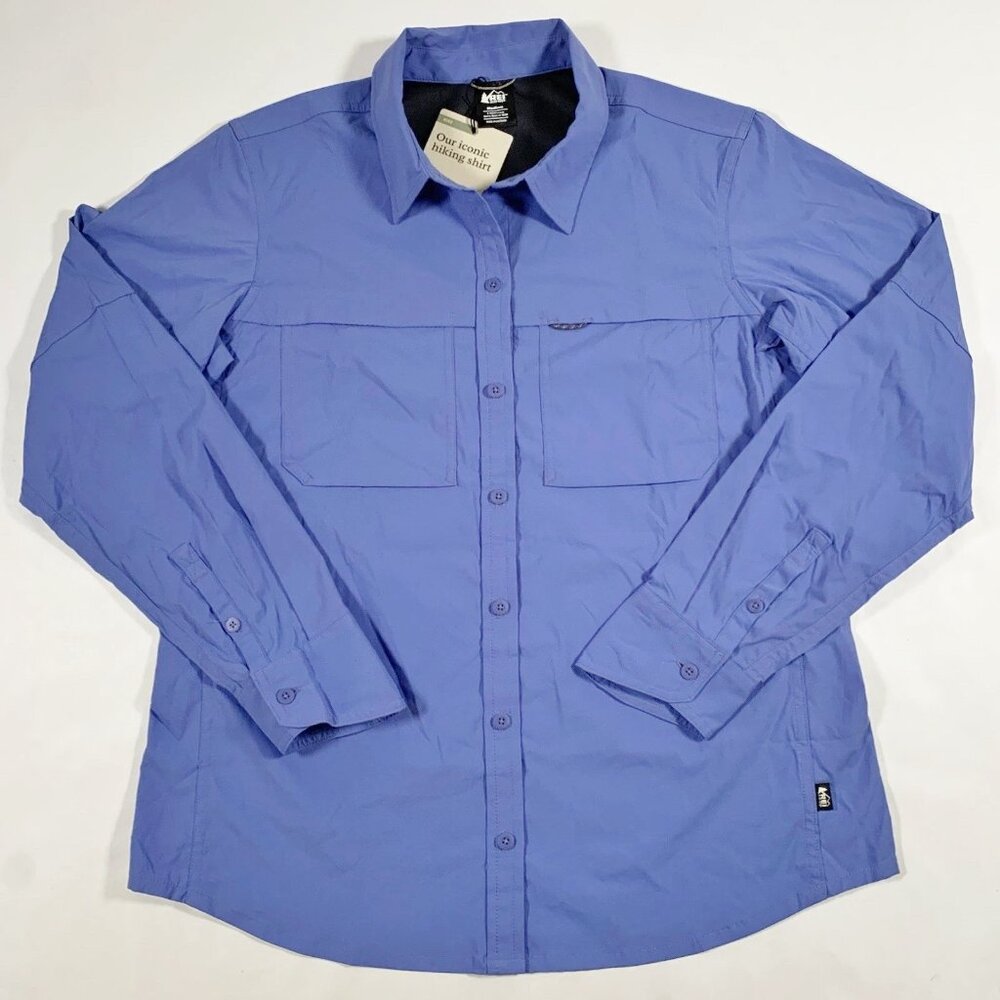NEW REI Sahara Long-Sleeve Shirt NWT M Purple Hiking Trail Vented UPF 50 - Picture 9 of 15